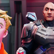 A screenshot from Fortnite's The End event, showing Dwane "The Rock" Johnson as The Foundation.